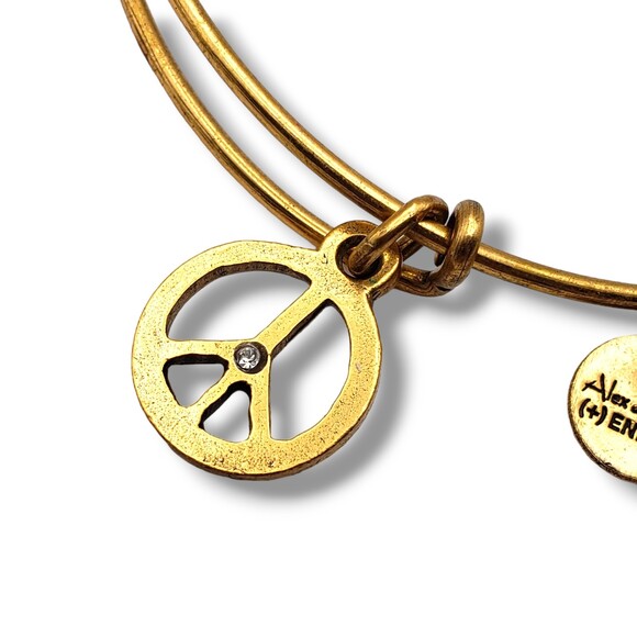 Alex and Ani Gold Tone World Peace Rafaelian Bangle Bracelet - Picture 7 of 9